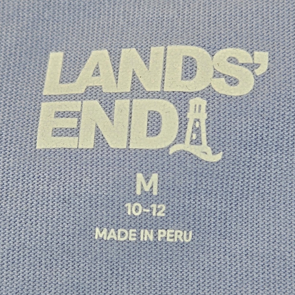 Lands End Womens Medium 10 12 V-Neck Long Sleeve Cotton T-Shirt Light Blue - Picture 2 of 6